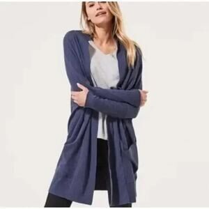 Pact - Women's Airplane Cardigan 100% Organic Cotton Open Front in Indigo Sz S/M